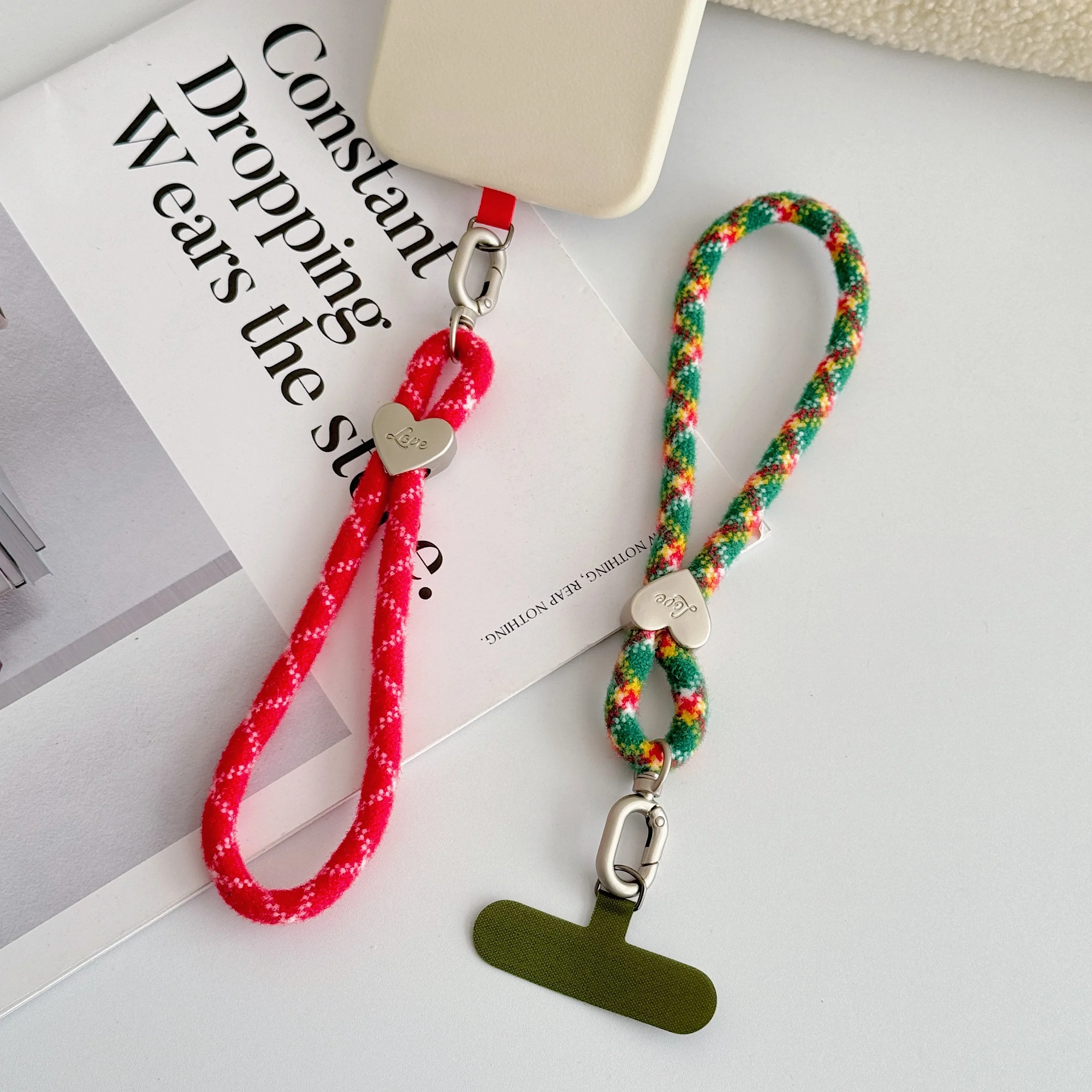 

Осенне-зимний плюшевый ремешок для мобильного телефона в рождественском стиле, вращающийся короткий ремешок на запястье, универсальный ремешок против потери