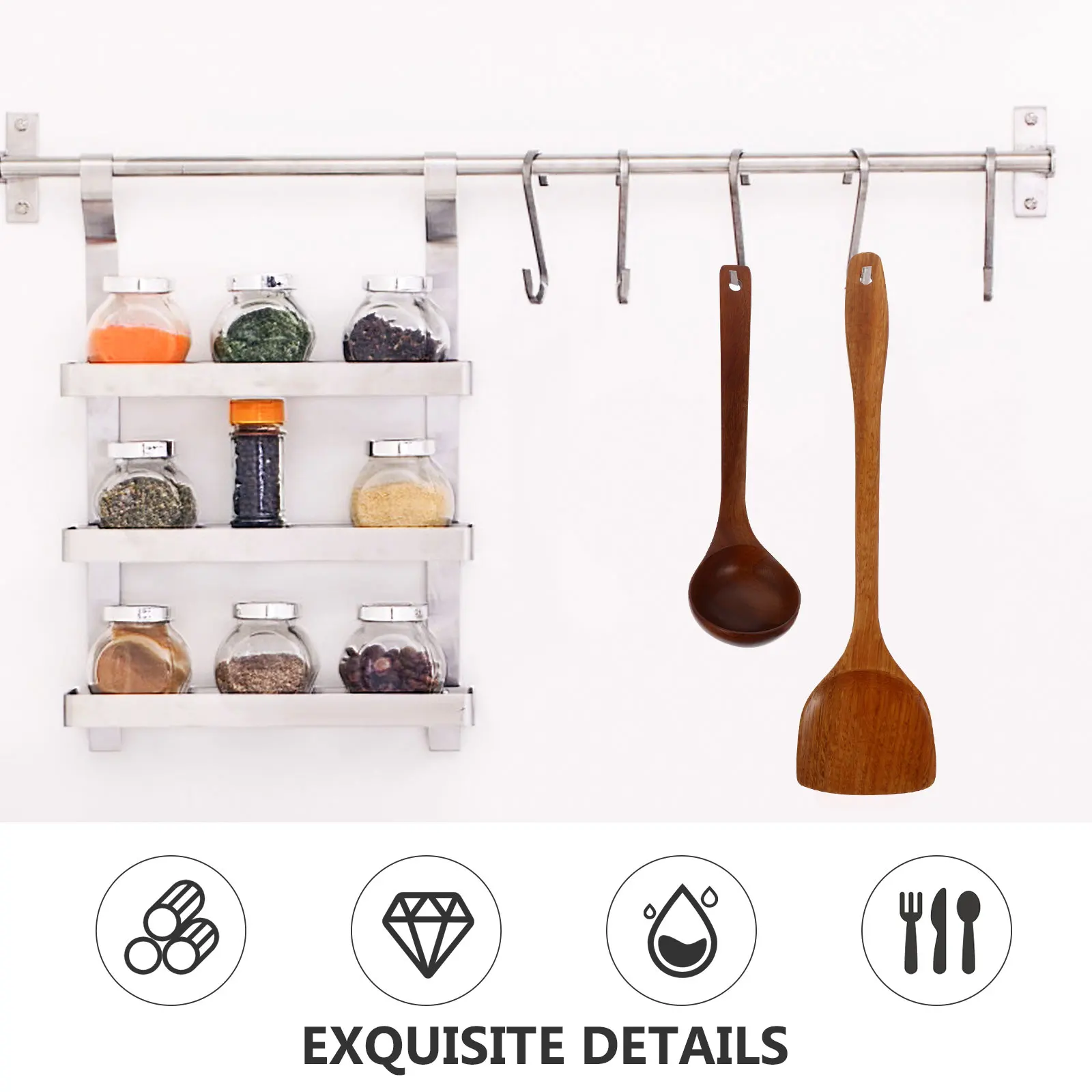 

2pcs Wooden Spatula Spoon Set Heat-Resistant Non-Stick Kitchen Utensils Soup Ladle Anti-Scald Wood Cookware Tools Kit