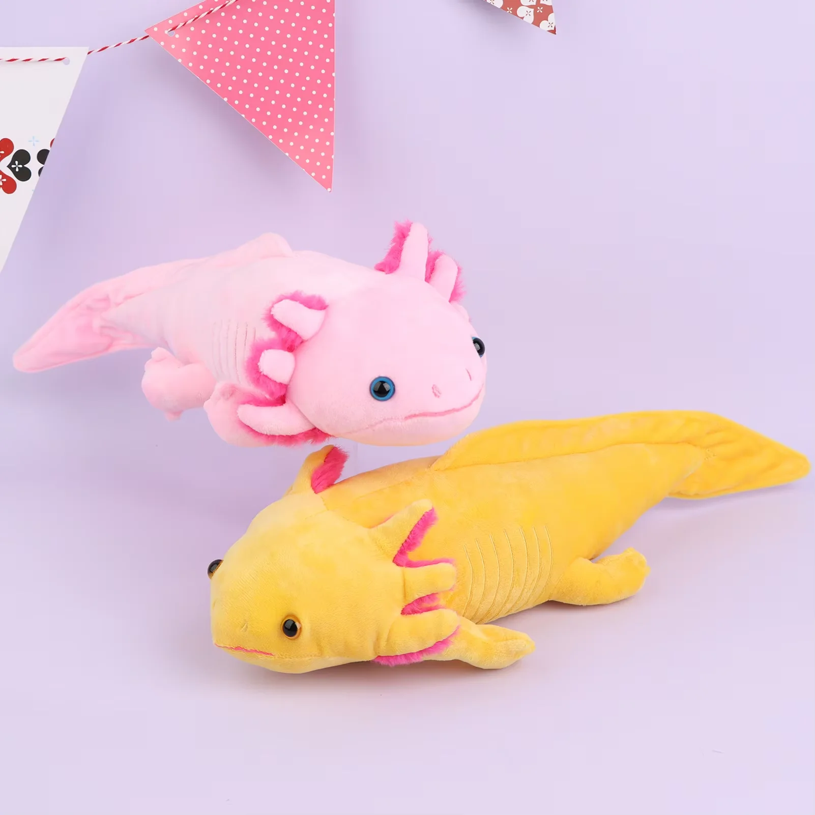 45cm Pink&Blue Salamander Plush Toy Simulation Dinosaur Ambystoma Cute Stuffed Animal Doll Kawaii Axolotl Christmas Gift for Kid