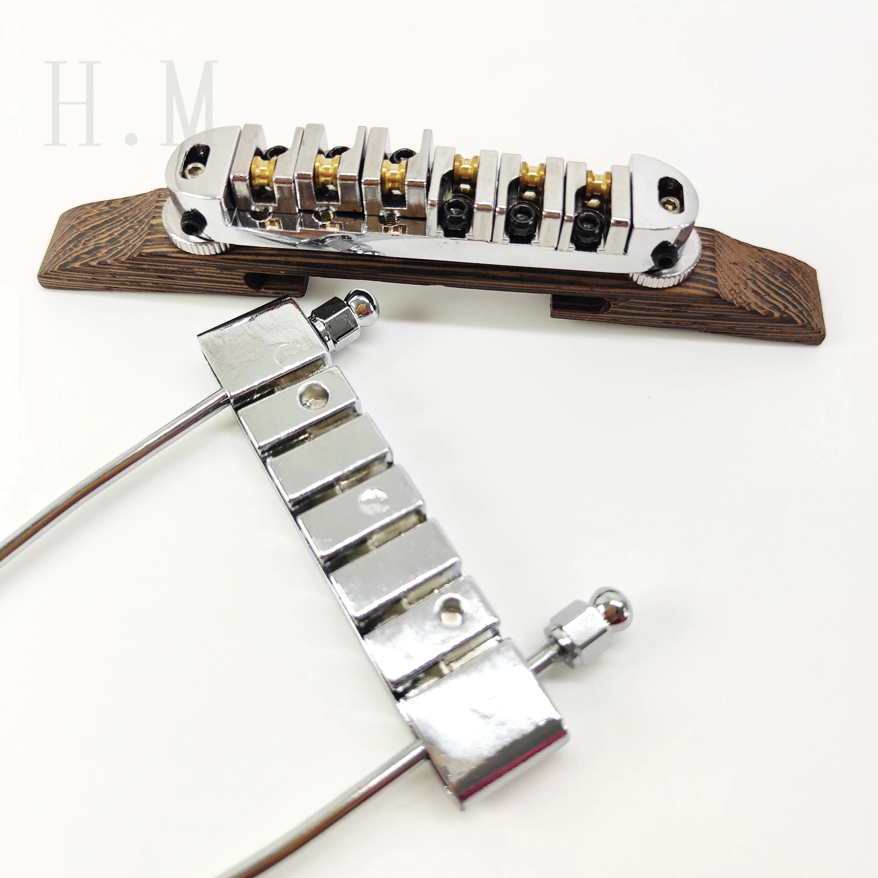 6-String Jazz Electric Guitar Bridge Set Guitar Pull String Board Ball Roller Rear Bridge Upper and Lower Guitar Bridge