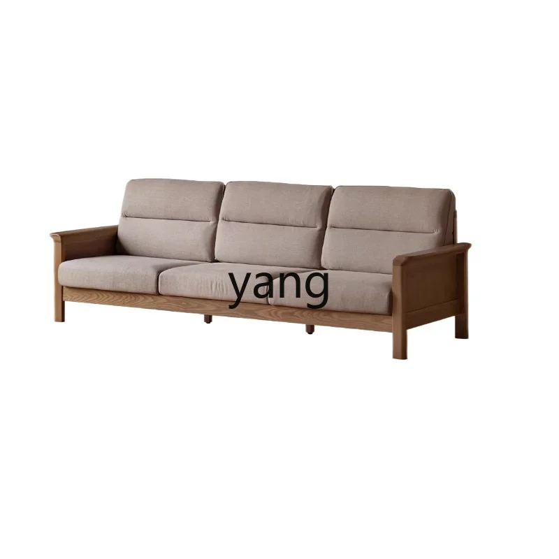 LH all solid wood sofa modern simple high backrest sofa small apartment straight row sofa