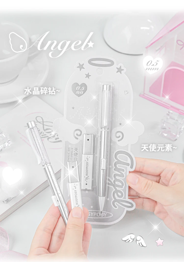 

Набор карандашей для рисования RosyPosy Angel, эстетический кристалл, механический карандаш 0,5 мм для рисования и рисования, художественные принадлежности, канцелярские инструменты