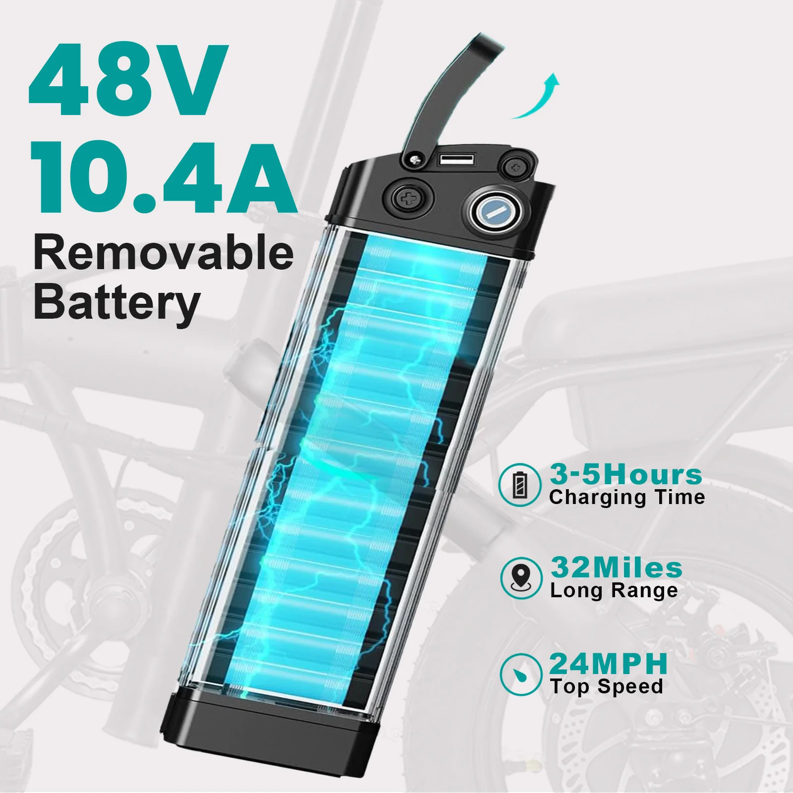 จักรยานไฟฟ้า 14 นิ้ว พับง่าย จักรยานไฟฟ้าสําหรับผู้ใหญ่ มอเตอร์ 500W แบตเตอรี่ถอดได้ ระยะสูงสุด 20 ไมล์