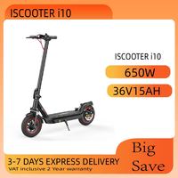 ISCOOTER I10 E-scooter for Adults 650W Motor Foldable Electric Scooter 36V 15Ah 10 Inch Tires City Commuter Electric Scooter
