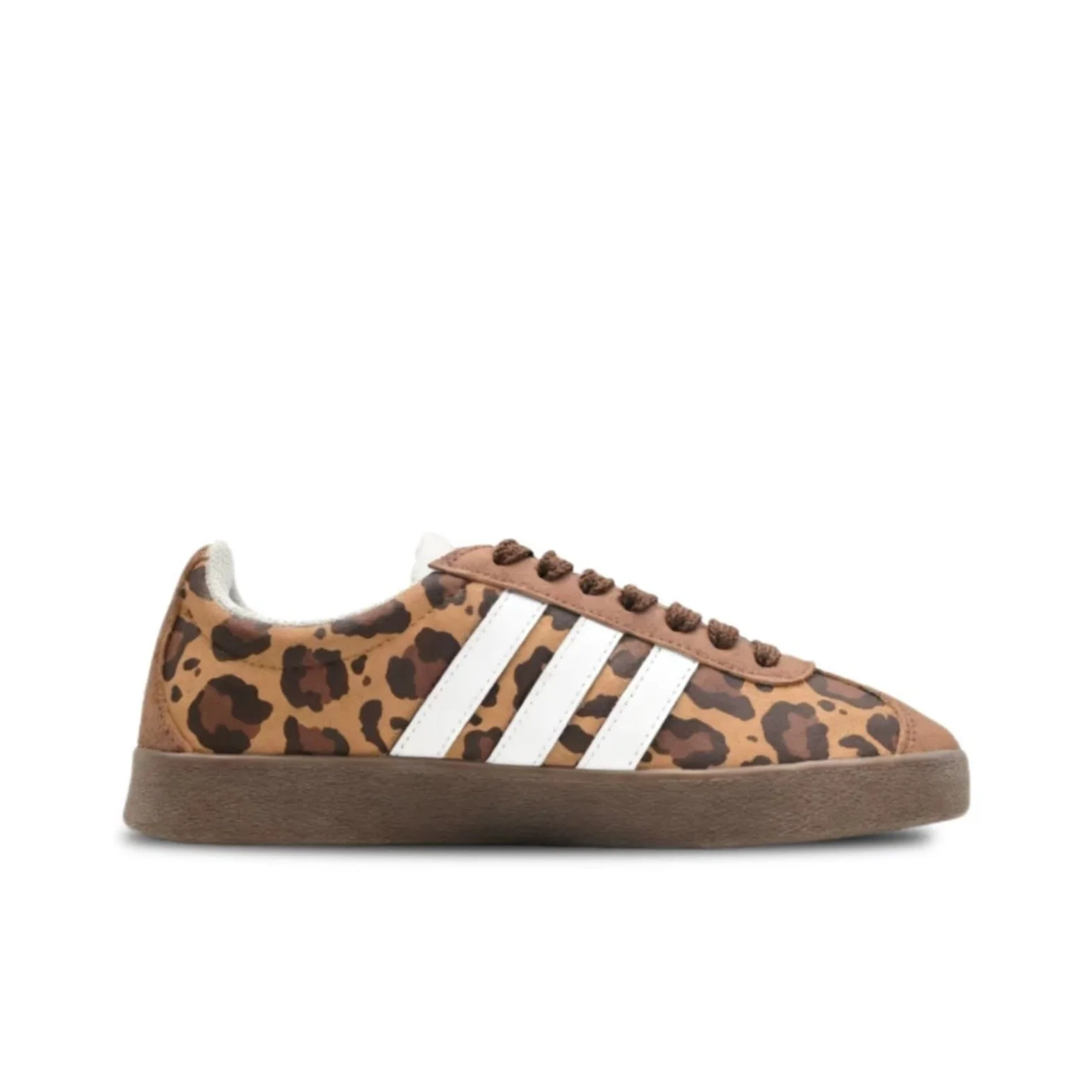Adidas VL COURT 2.0 White Leopard Print Breathable Low top Skateboard Shoes Unisex Brown White HQ1802(Team634-)