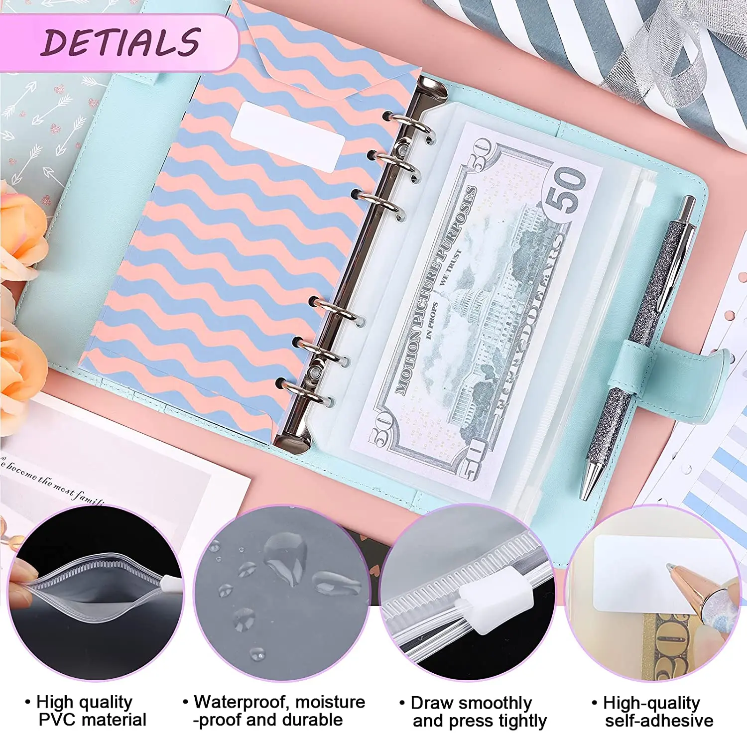 31 Pcs Binder Budget Organizer Envelope System Sets,Cash Envelopes,Expense Budget Sheets,Binder Pockets,Labels for Money Planner