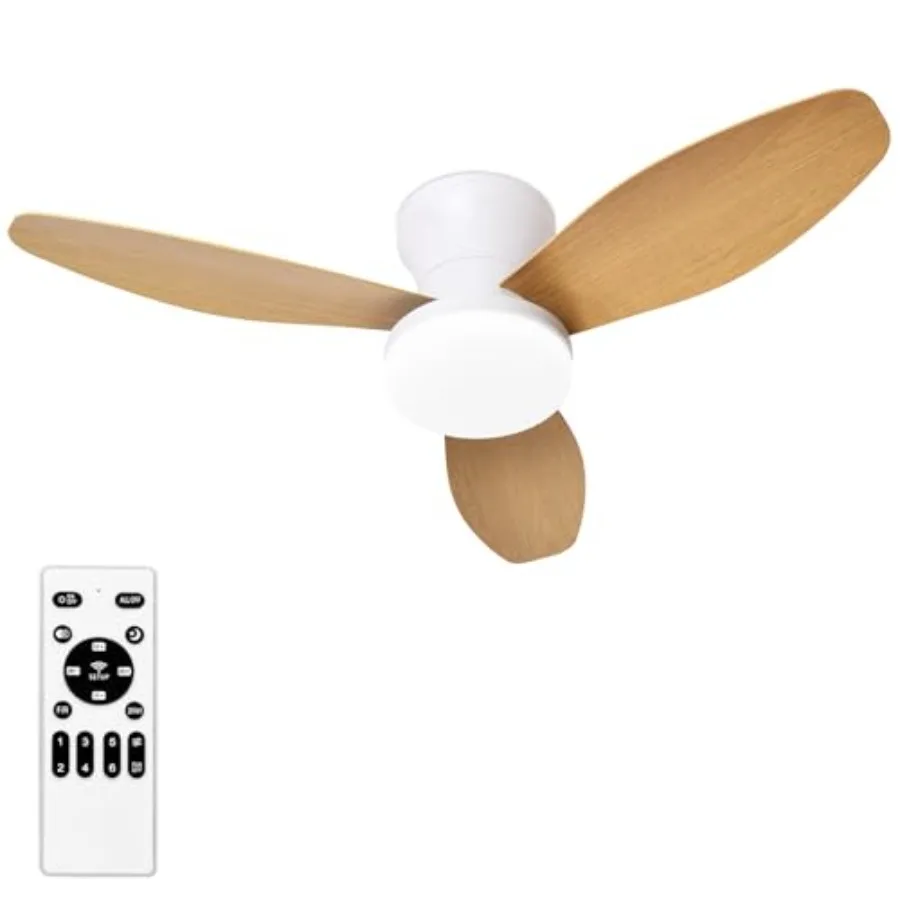 Small Ceiling Fan with Lights and Remote, 32 Inch Flush Mount, Small Quiet, DC Motor, Reversible Blades, 6 Wind Speeds, Dimmabl