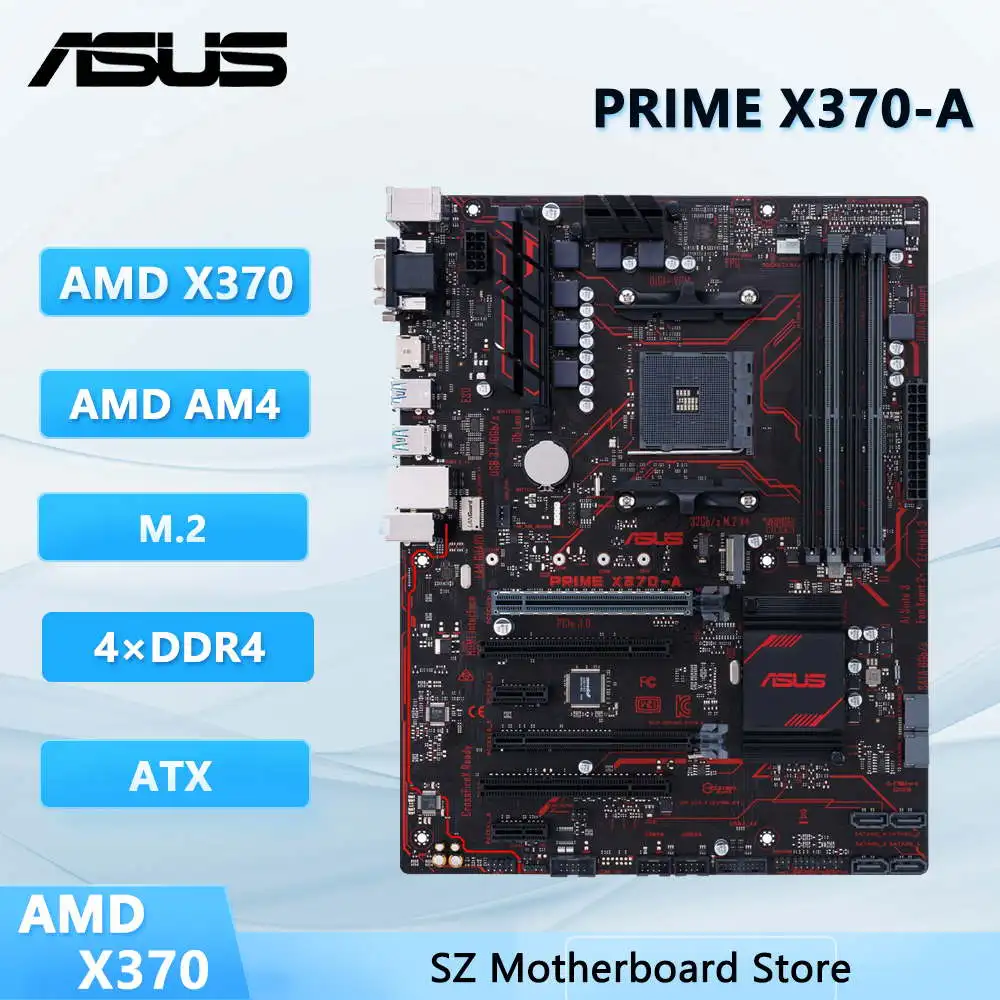  ASUS PRIME X370-A motherboard AMD X370 AM4 DDR4 64GB 6x SATA3 support A6-9500 Ryzen 5300GE 4350G 1600X 3200G cpu