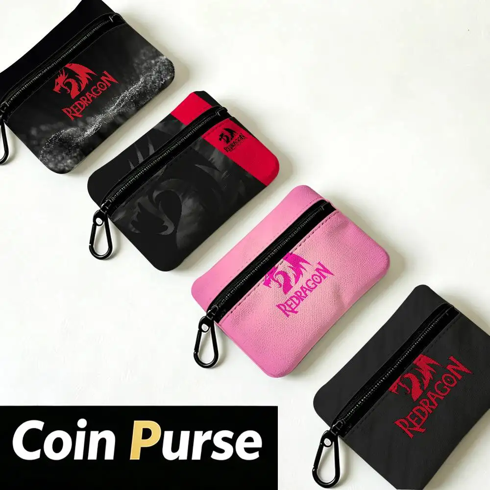 R-Redragon Mini Oxford Cloth Coin Purse With Carabiner Hook Portable Key Card Wallet Small Zipper Storage Pouch