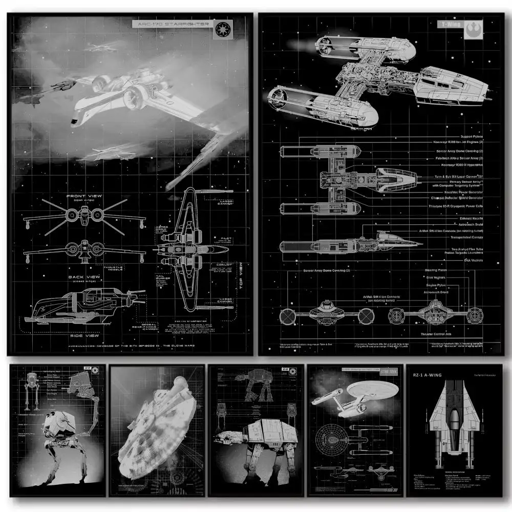 

Spaceship Alien Fighter Painting Calligraphy High-Quality Cotton Canvas Poster Wall Art for Living Room Modern Home Decoration