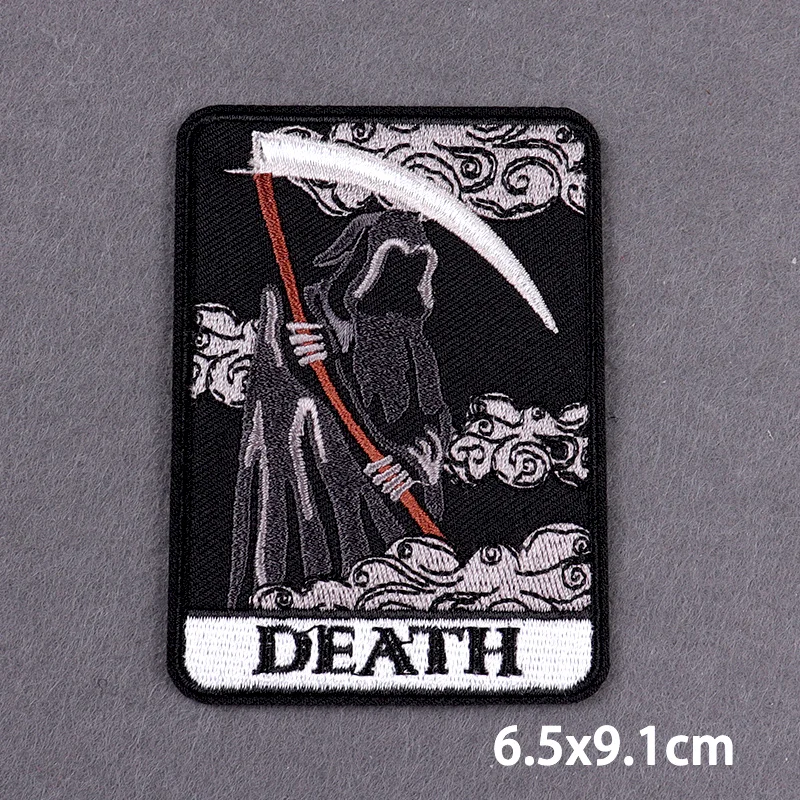 The Death Embroidery Iron On Patches For Clothing DIY Applique Patches On Clothes Skull Badges on backpack Jakcet