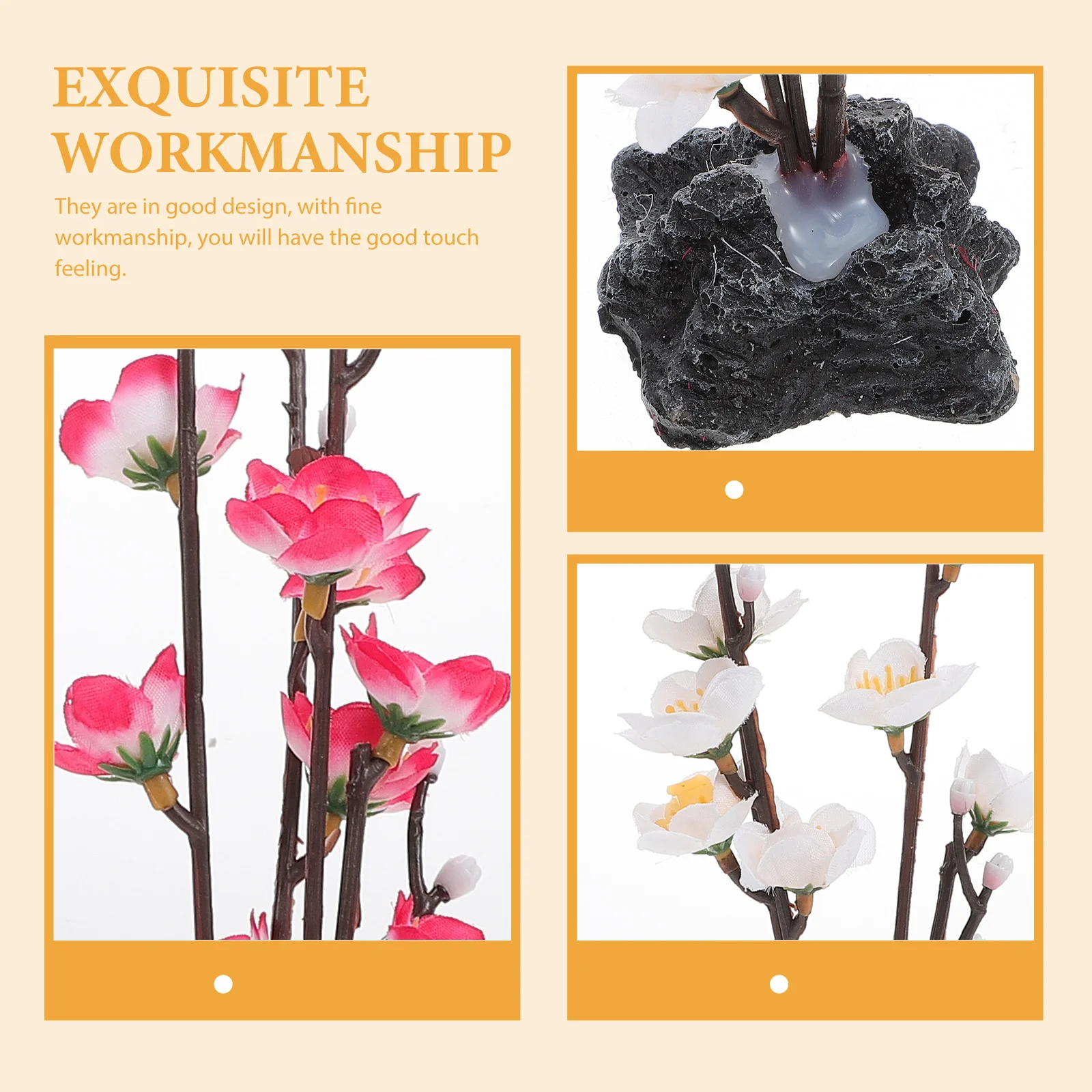 

2Pcs Artificial Cherry Flowers Sashimi Platter Decoration Exquisite Lifelike for Japanese Restaurant Interior Decor