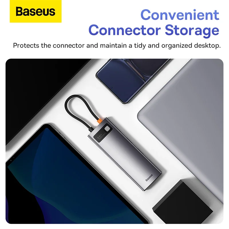 Baseus 4K 60Hz USB C Hub 3.1 USB Splitter Type C to HDMI-compatible USB Adapter RJ45 PD 100W Dock Station For Macbook Air Pro M2