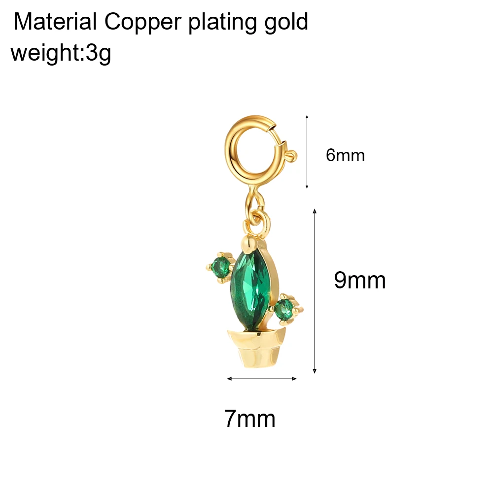 Cute Cactus Cherry  Spring Buckle CZ Charms for Jewelry Making Production Supplies Diy Bracelet Necklace Key Chain Accessories