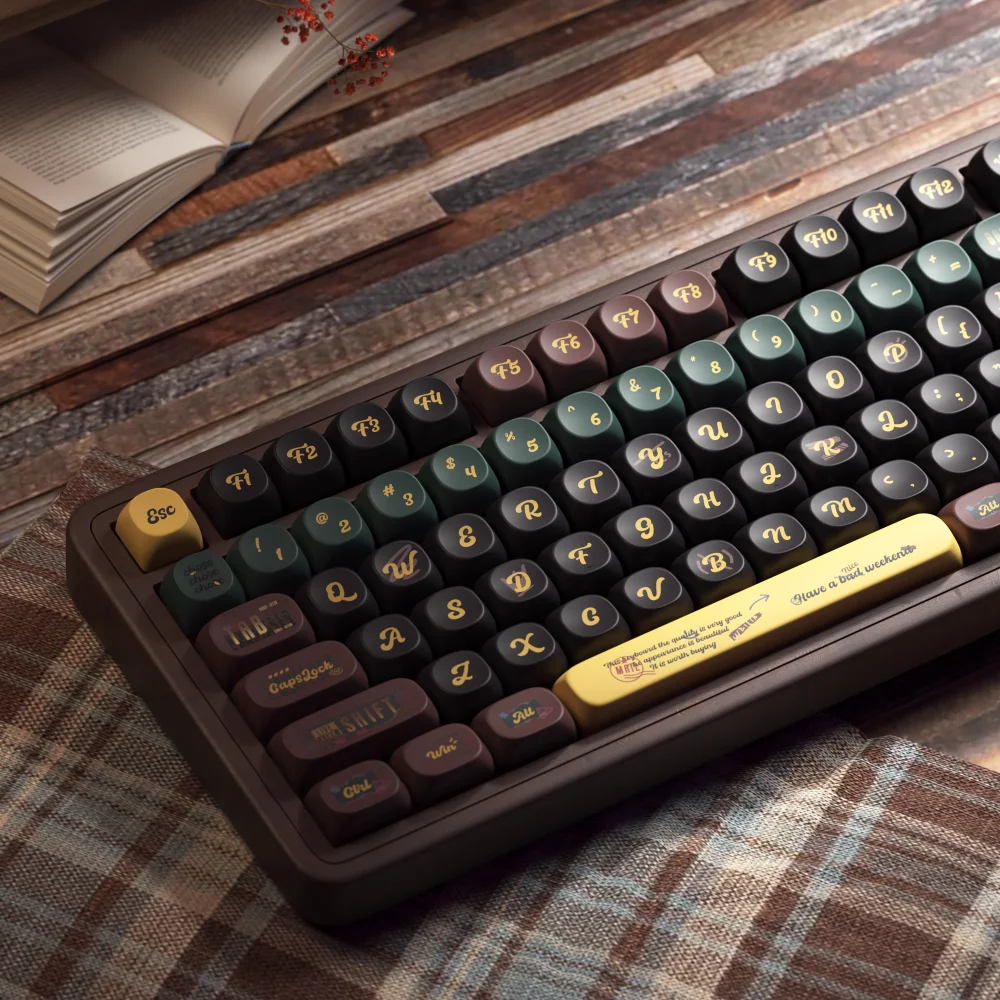 Vintage Splice Keycap Set PBT 125 Keys SOA Height Personalized Keycaps for 61/87/104MX Switch Mechanical Keyboards