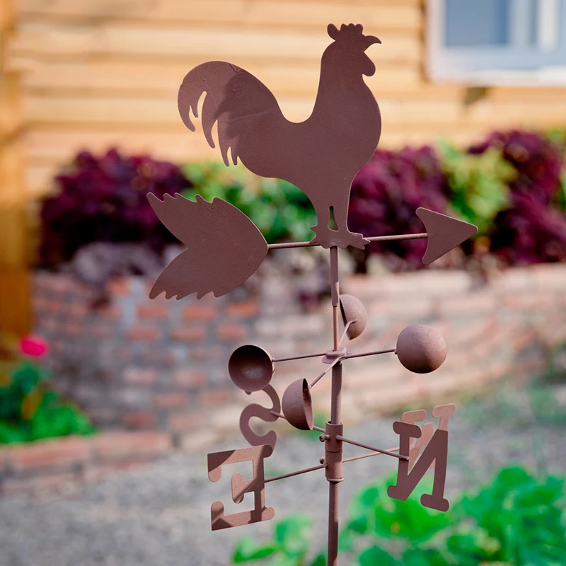 Creative Vintage Rooster Windmill Wind Iron Rooster Wind Speed Trimming Blade Garden Decorations Home Garden Terrace Decoration