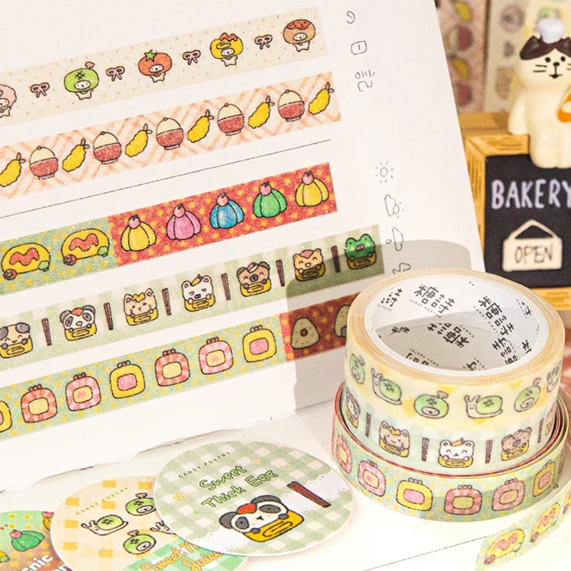 Mr. Paper, Animal Restaurant Themed Mini Pattern Sticker Tape, Scrapbook Diary Collage Base Decorative Sticker, 200cm/roll