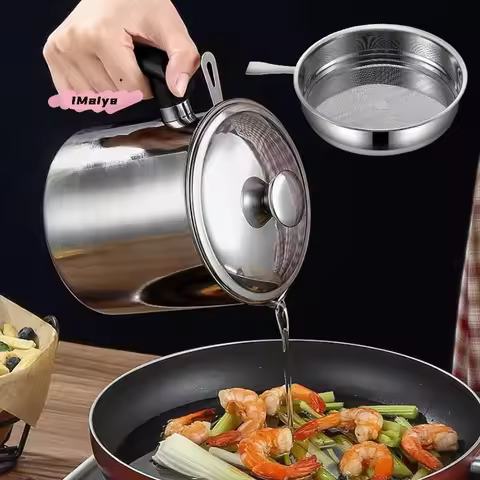 Durable Stainless Steel Oil Pot with Built-in Filter, Easy to Install Design, Leak-proof and Convenient, Kitchen and Restaurant