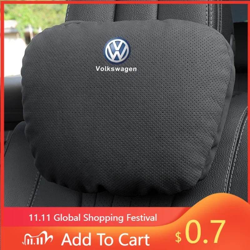 

For VW New Suede Car Interior Headrest Neck Supportor Pillow for Volkswagen Golf Passat Jetta Beetle Tiguan Scirocco Touran Sagi