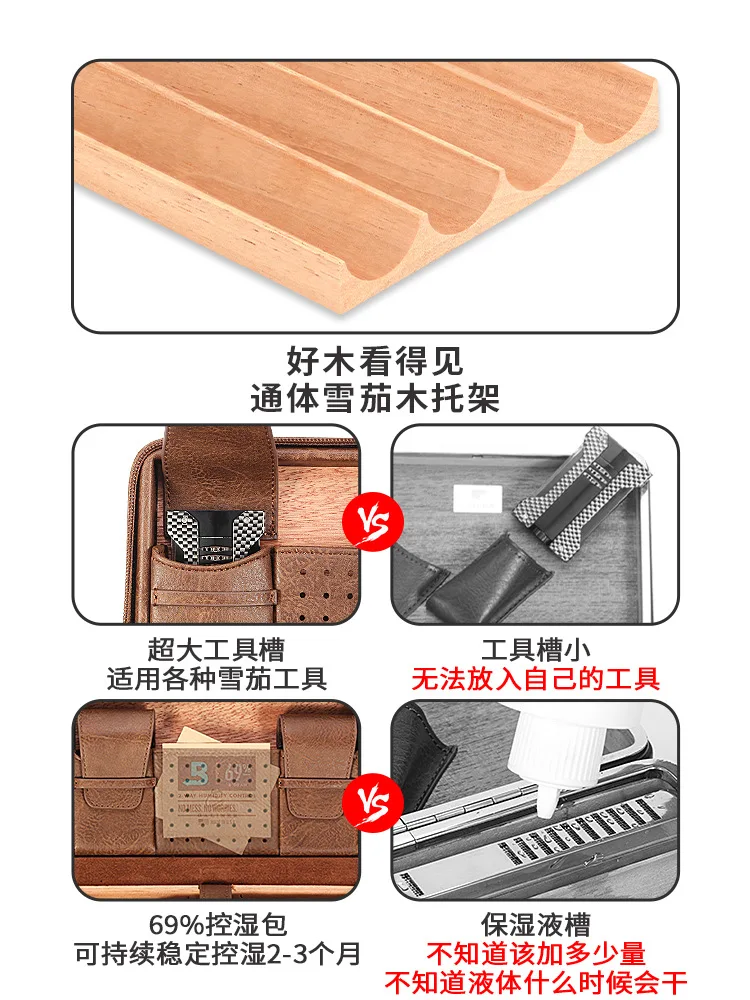 Cigar box Portable Wake-up Outing Carry Bag Tools Suit Lock Storage Imported Cedar Wood Humidor