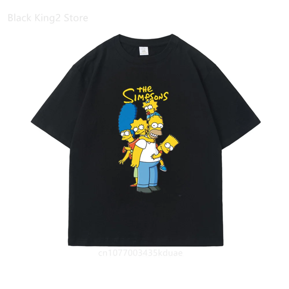 Anime Simpsons Men\'s and Women\'s Cotton T-shirt Summer Fashion Funny Cartoon Short Sleeved T-shirts Casual Tops Men Clothing