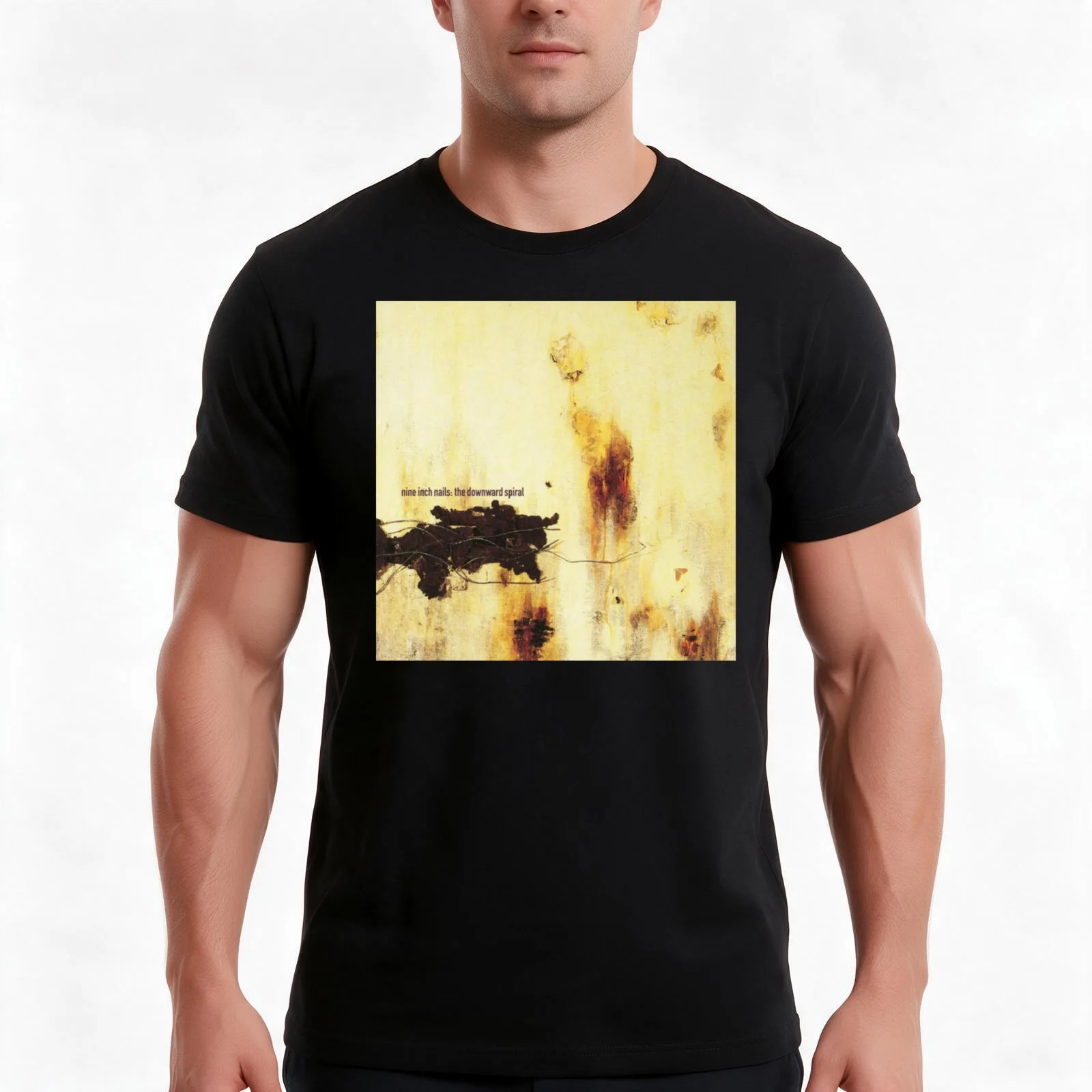 Downward Nails Spiral T-Shirt, Summer Casual Cotton Tee, Oversized Streetwear Tops, Vintage Graphic Print, Unisex Men Women