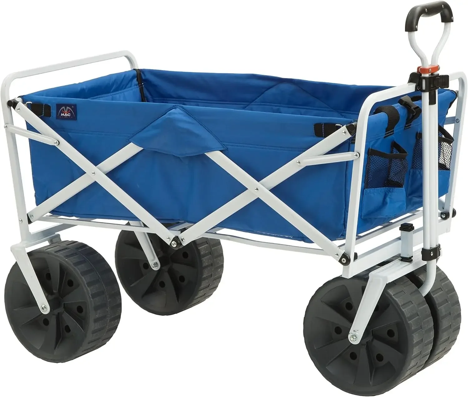 Heavy Duty Collapsible Folding All Terrain Utility Beach Wagon Cart, Blue/White