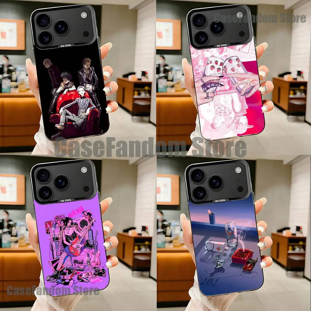 

Anime N-Nana For iPhone 17,16,15,14,13,12,11,Pro,MAX,Plus Black Shockproof Candy Matte Cover