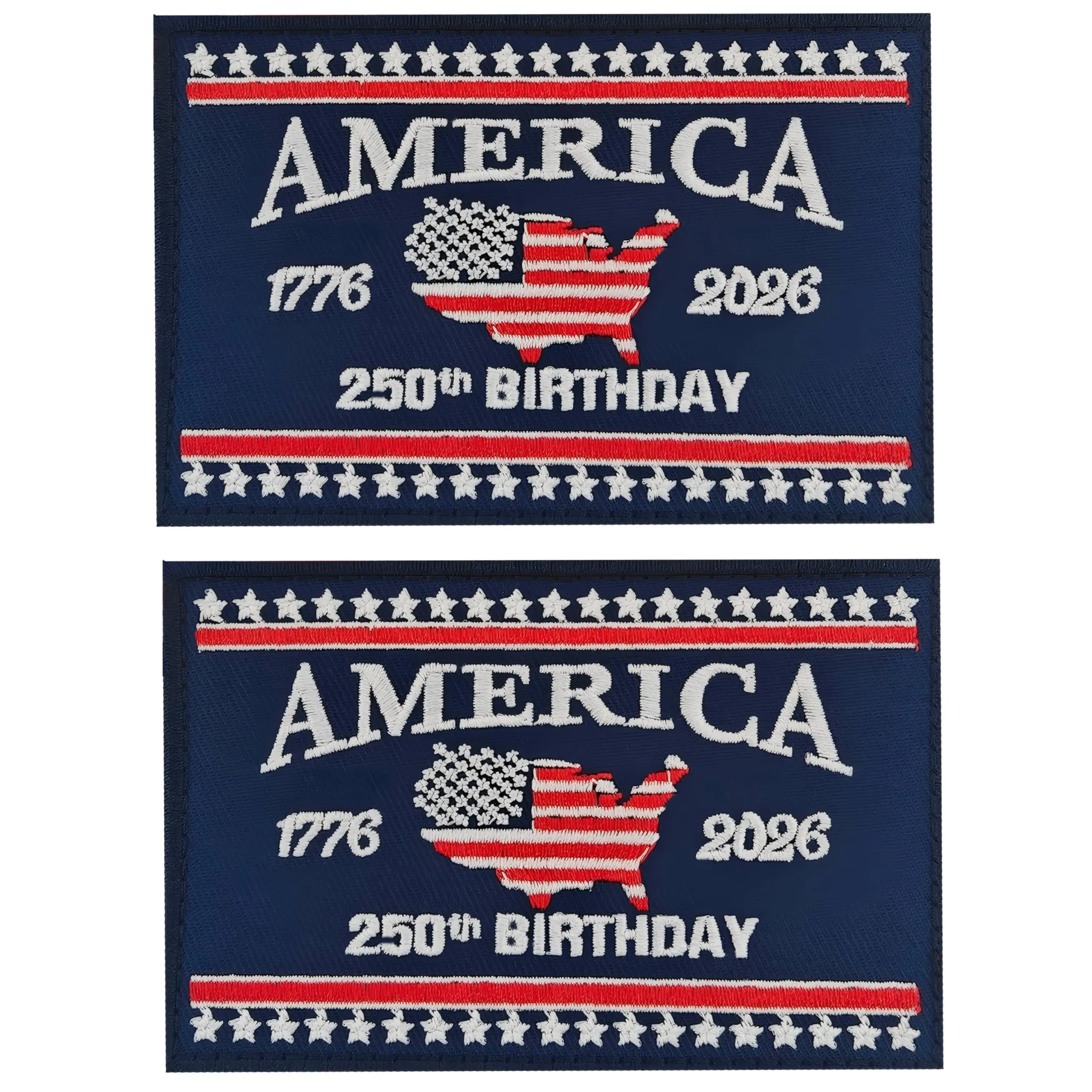 

2PCS 250TH Annivery USA Patch Hook and Loop Embroidered Patches Tactical Badges America Patch