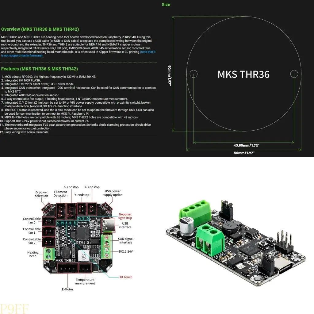 

CS1W Printer MKS THR42/36 For Klipper Hotend HeatTool Canable Canbus RP2040