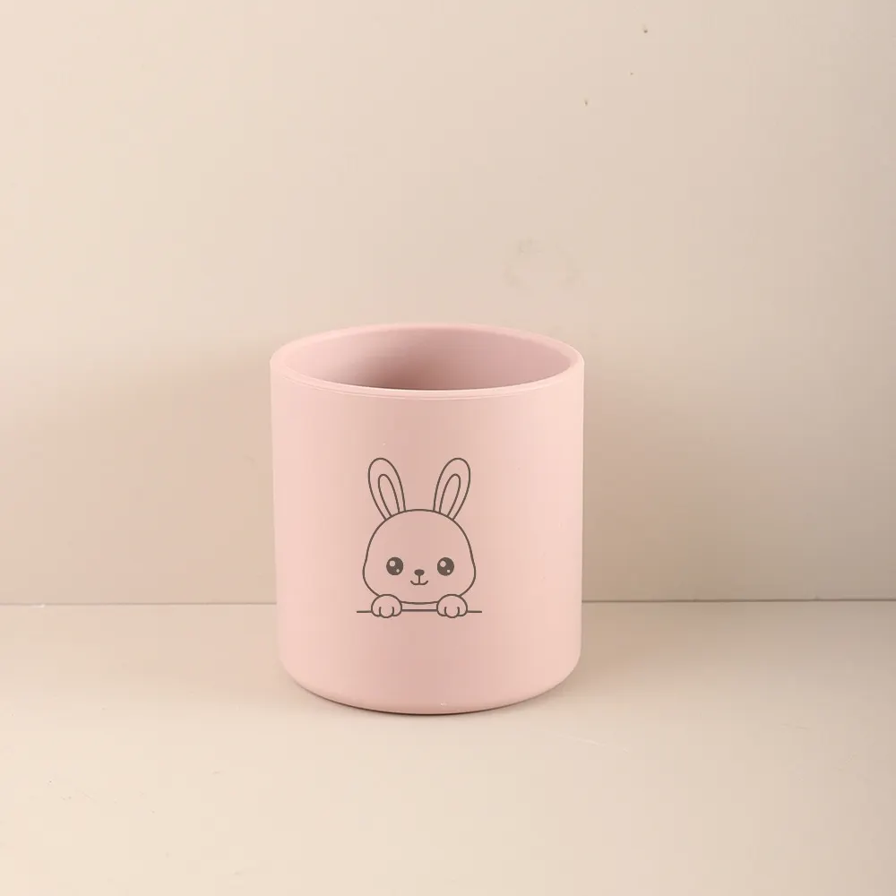 Новая детская силиконовая чашка для воды с гравировкой из мультфильма, 210 мл, без BPA, безопасная тренировочная чашка со слоном, простая чашка для кормления