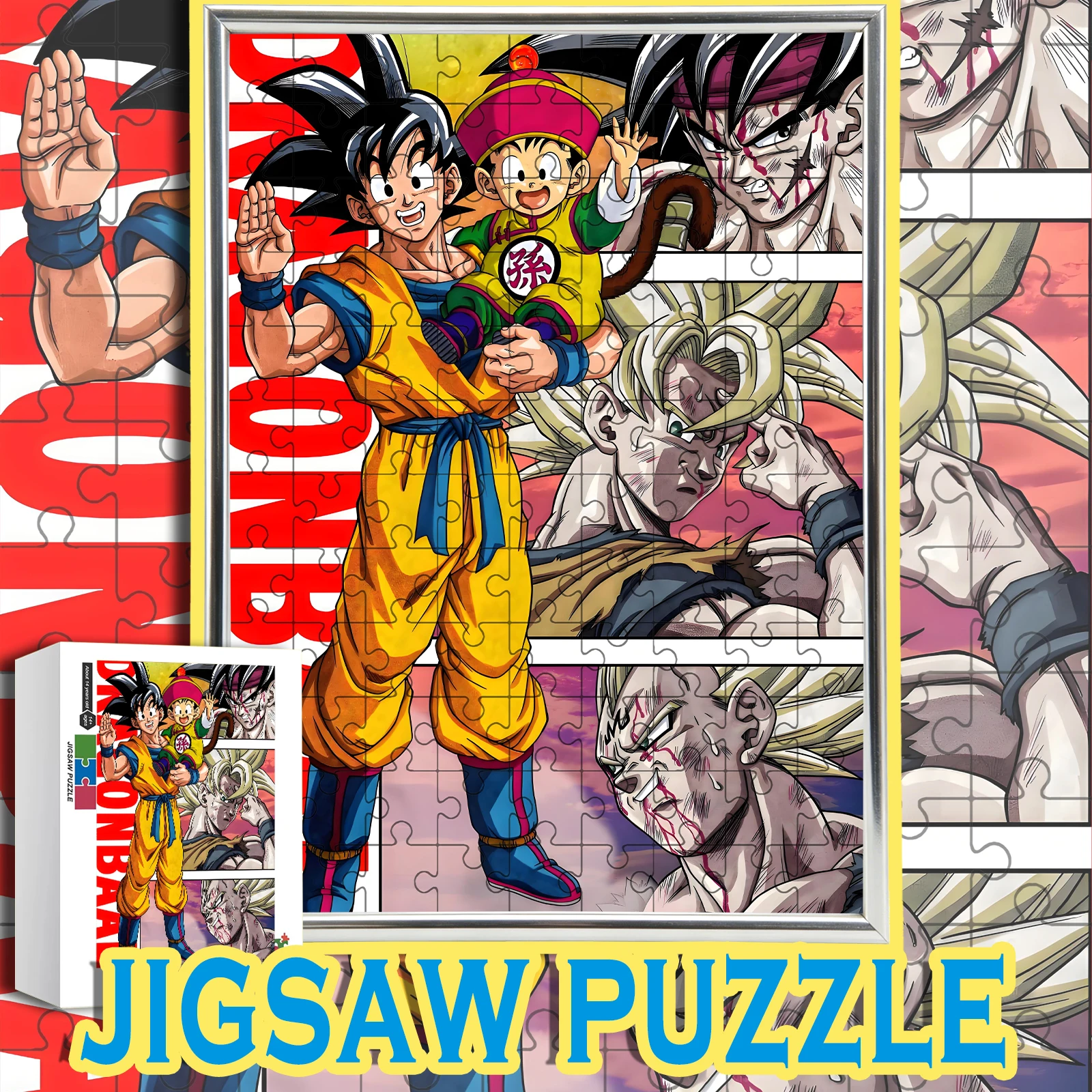 

Деревянный пазл-коллаж «Драгон Болл: Гоку и Гохан (отец и сын)» по мотивам манги, 108-1000 деталей, цветная коробка