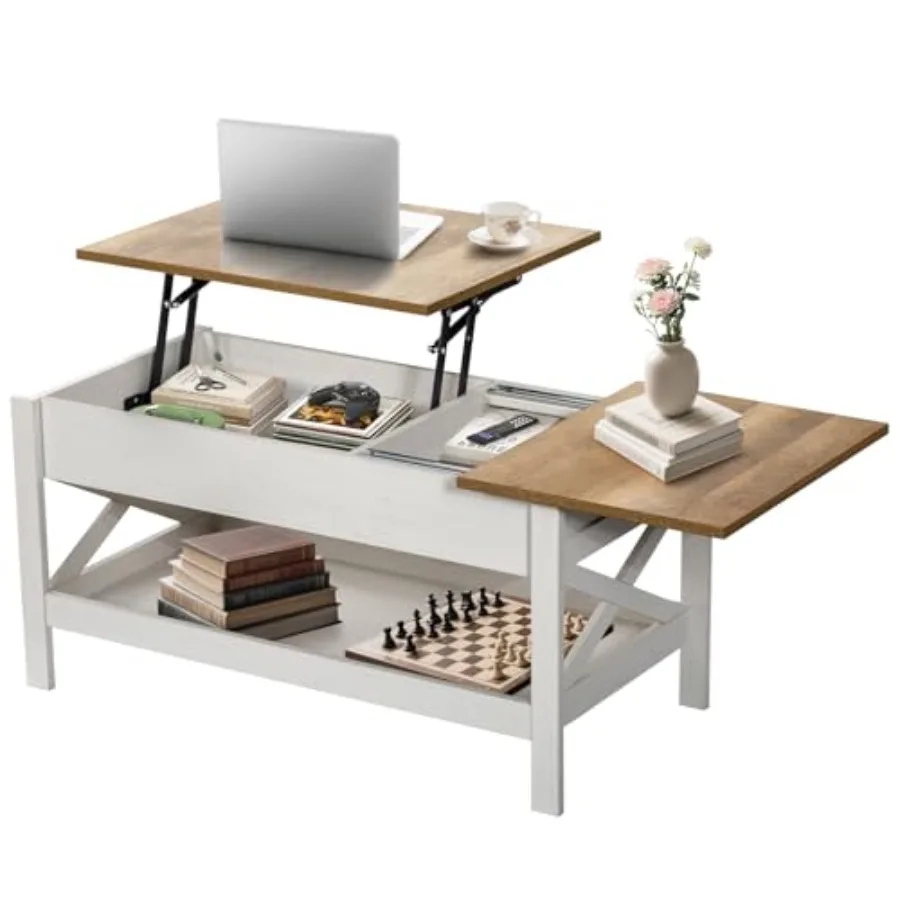 Lift Top Coffee Table with Storage, Small Coffee Table with Hidden Compartment, Dining Center Tables with Lifting Tabletop for
