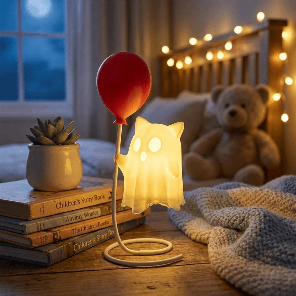Cute Shape Glowing Ghost Figurine Compact Size Fine Workmanship Halloween Party Decor Soft LED Glow Lively Design Ghost Ornament