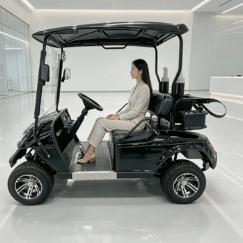Zero Emission Quiet 4 Passenger Electric Golf Cart Street Legal Golf Buggy Eco Friendly With Folding Windshield 10-Inch Tires