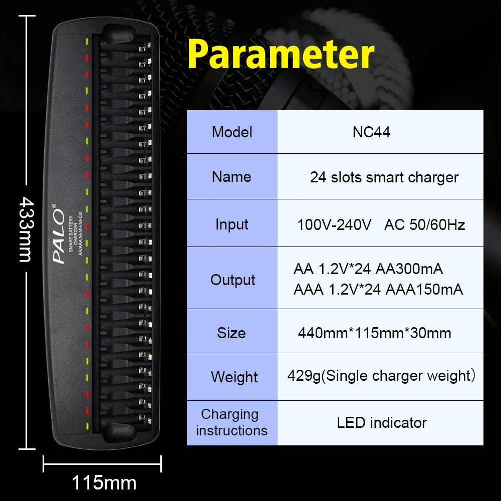 PALO 6/8/12/16/24 slots Fast Smart Intelligent charger AA AAA battery charger for 1.2V AA AAA NiMH NiCD rechargeable battery