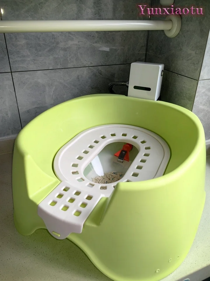 Fully Automatic Flushing Cat Litter Box, Smart Electric Cat Toilet Infrared Sensor Auto Flush Pet Cat Litter Toilet
