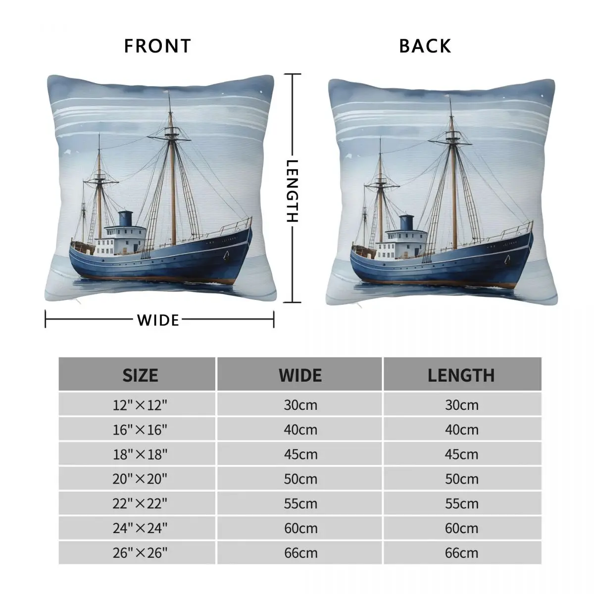 Beach House Charm Ship Mariner Pillowcase Polyester Linen Velvet Printed Zip Decor Room Cushion Case