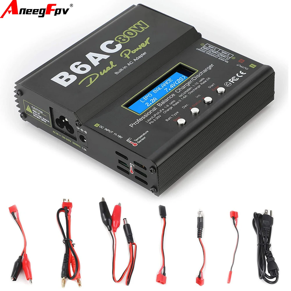 iMAX B6AC 80W 6A Lipo Battery LCD Display Lipo Battery Balance Charger for RC Models Li-ion LiFe Nimh Nicd PB Lipo Battery Charg