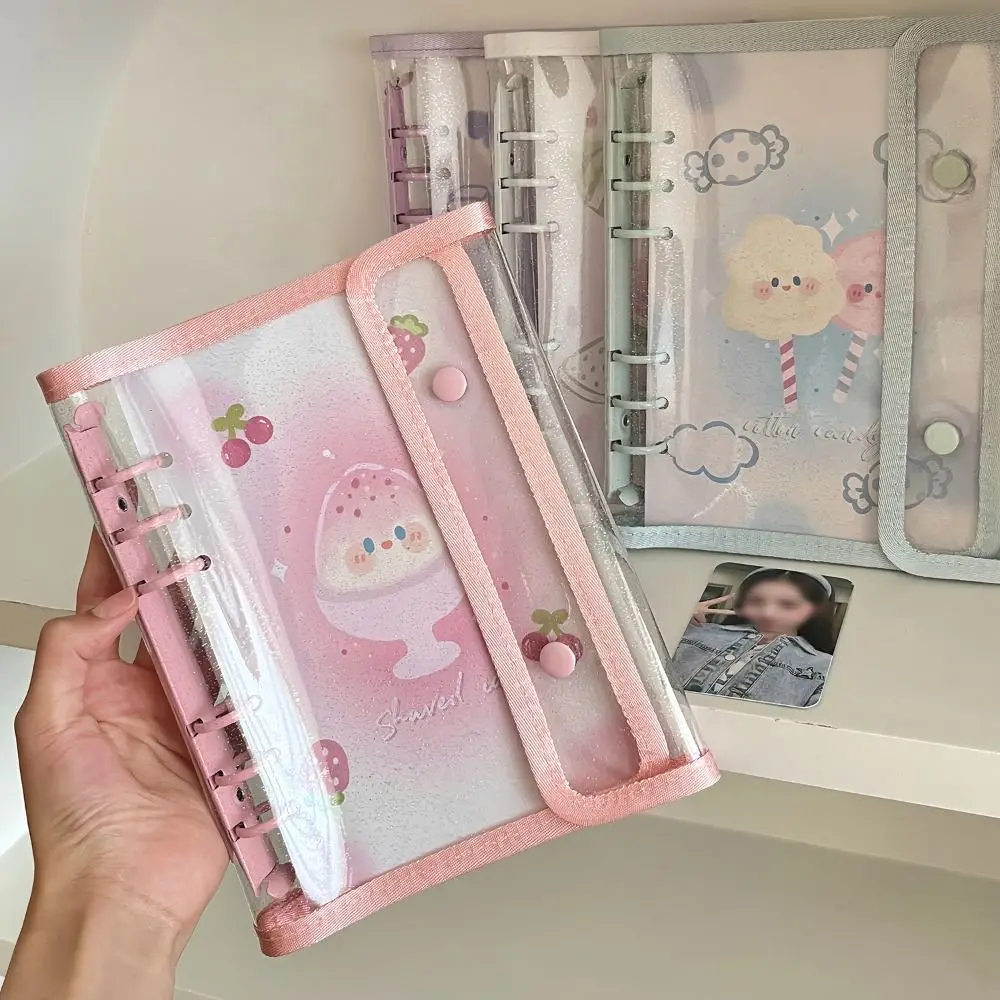 A6 Kawaii Double Buckle Album Photo Card Holder Kpop Idol Card Collection Book 6 Ring Loose Leaf Idol Picture Album Star