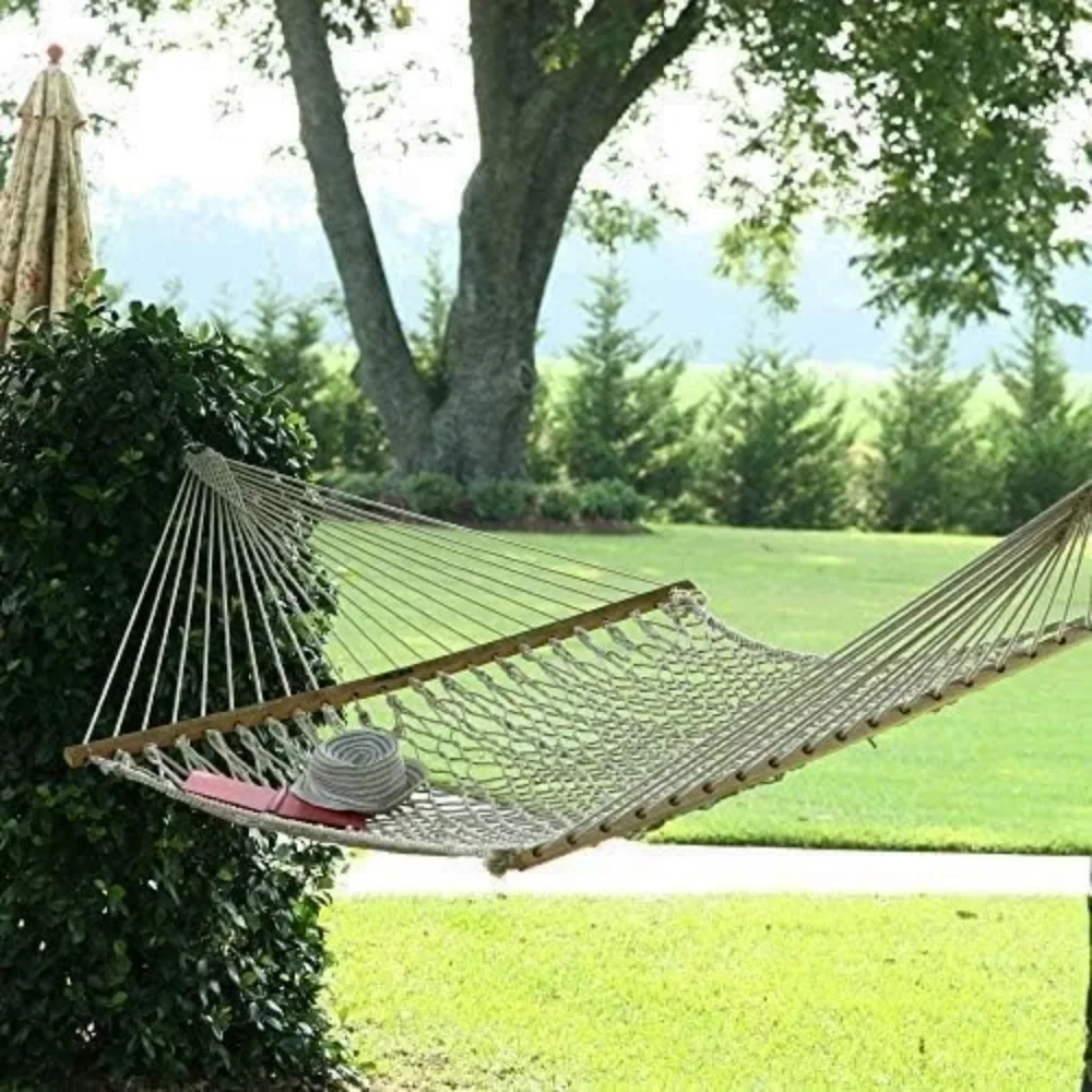 Original Island 13OC Original Deluxe Cotton Rope Hammock With Free Extension Chains & Tree Hooks Nature Hike Seesaw Camp