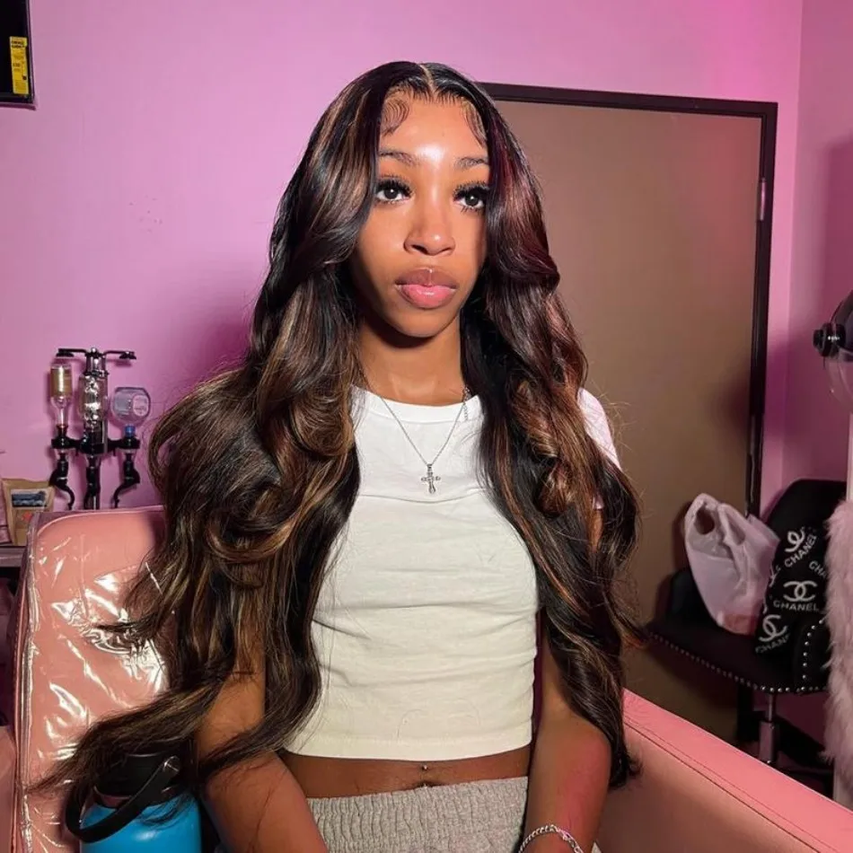 P1B30 Highlight Ombre Body Wave Human Hair Wigs 13X6 Hd Lace Frontal Wig 250 Density Brazilian 13X4 Lace Front Wigs Pre Plucked