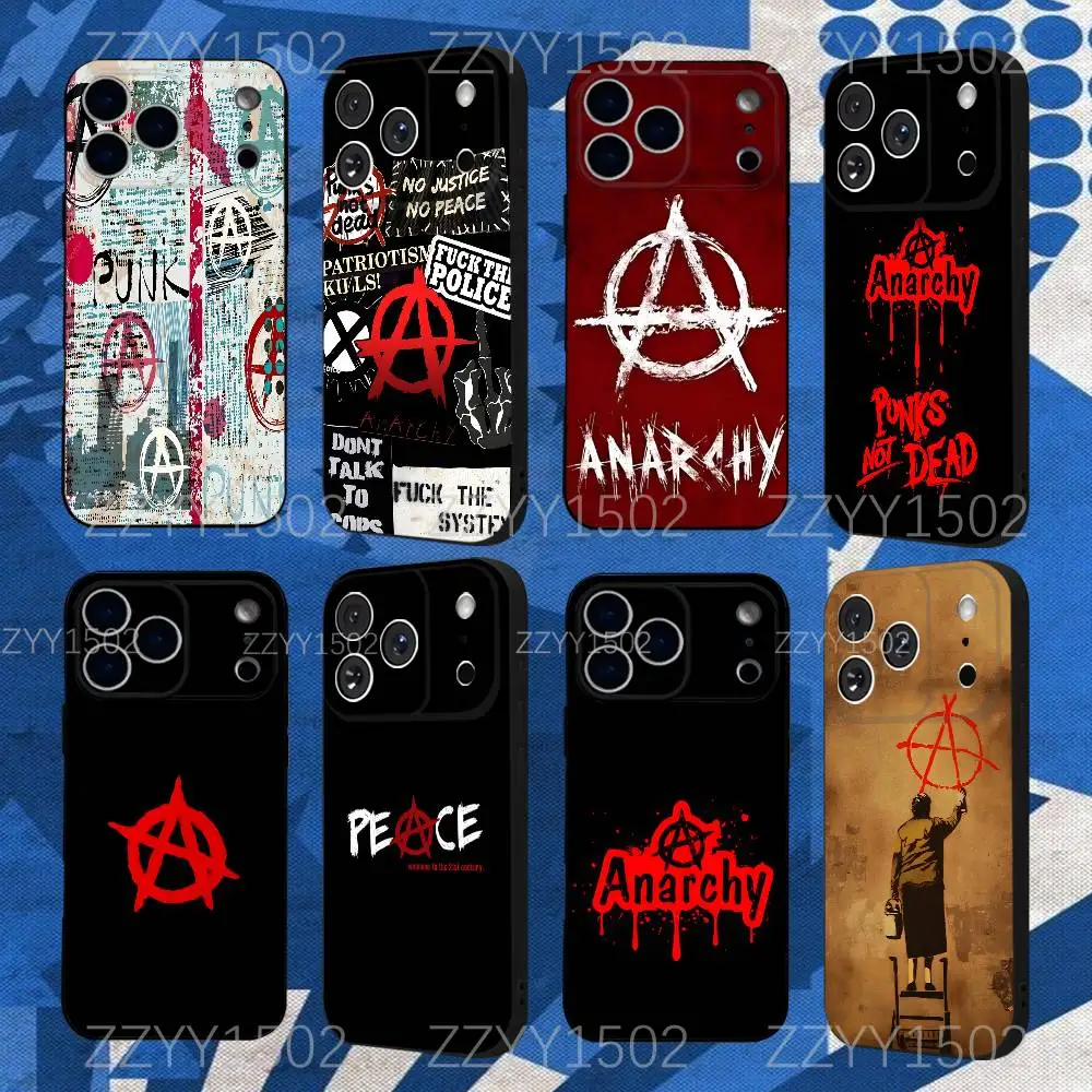 

Anarchy Symbols Anarchist Phone Case For iPhone 17,16,15,14,13,12,Pro,Max,Plus,E,SE4,Air,Mini Black Funda Shell
