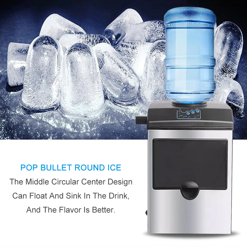 Hot Sale Automatic Stainless Steel Round Ice Maker with Display for   Home Office Cabin Bar Use