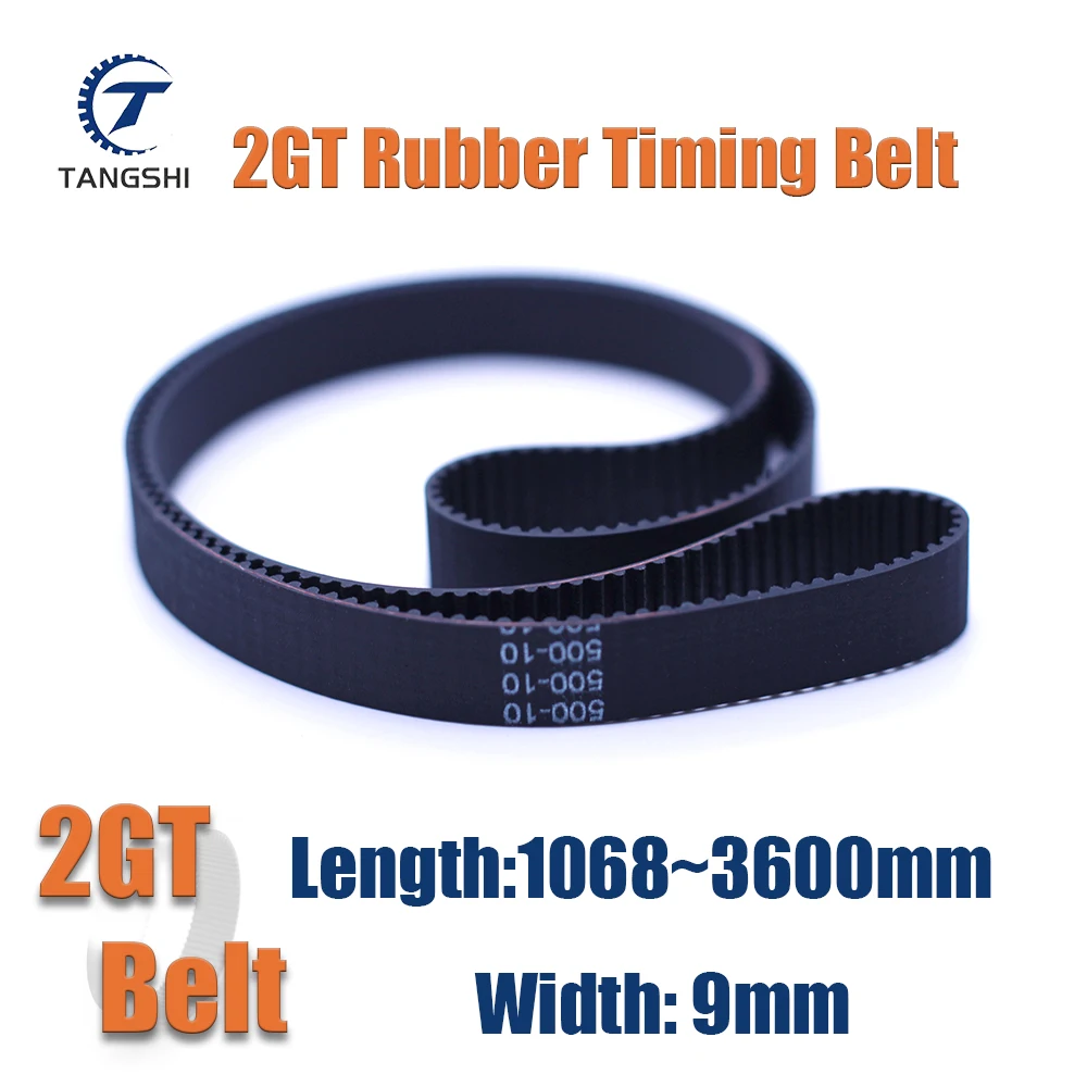 2GT Closed Loop Timing Belt Width 9mm GT2 Synchronous belt Pitch length 1068 1100 1164 1210 1240 1310 1324 2220 3000 3230 3600mm