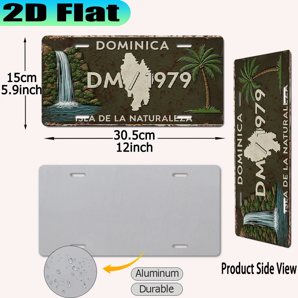 2D Flat - 【2D Flat】 2D Flat - [2D Flat] A Vintage Aluminum Sign from Dominica, Measuring 30.48X15.24 cm, Intended for Decorative