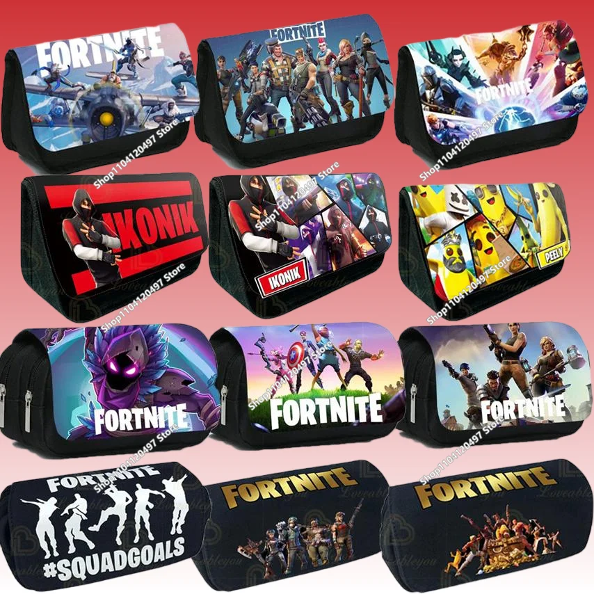 Fortnite Multifunctional Pencil Bag for Children Large Capacity Double Layer Stationery Box Organiser