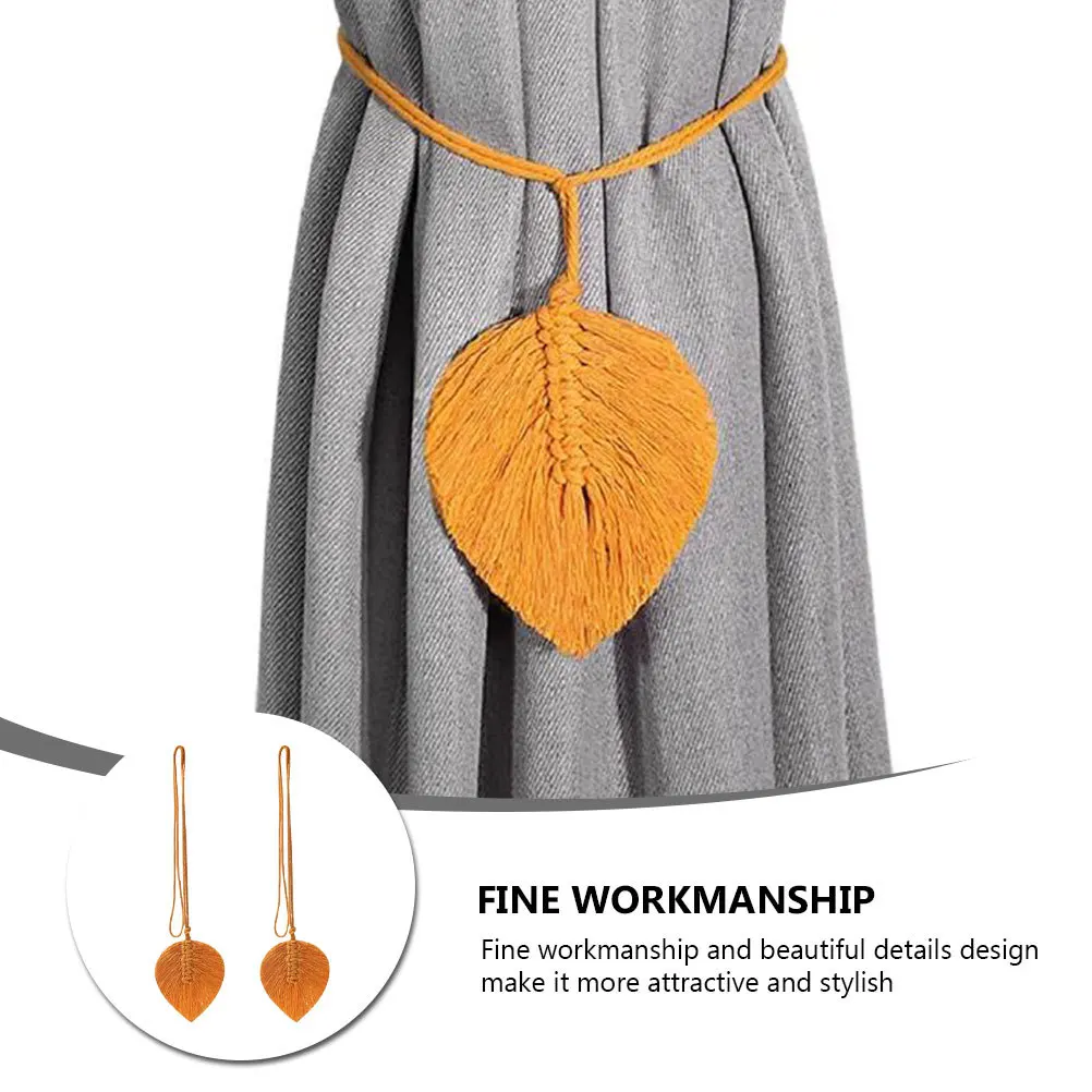 

2Pcs Fine Workmanship Leaf Tassel Tieback Easy to Decorate Curtains Chic Fresh Look for Various Rooms Curtain Tieback