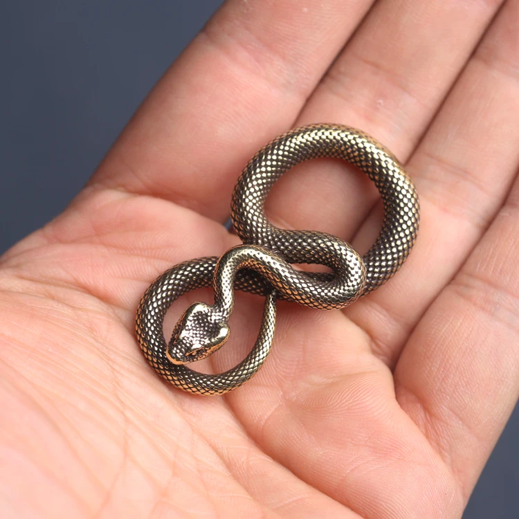

Pure copper solid zodiac snake ornament knickknack tea pet tea player handle