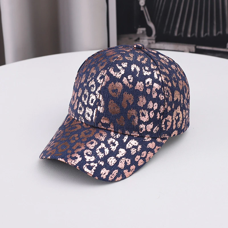 Foreign Trade Supply Women's Peaked Cap Korean Casual Leopard Print Baseball Cap Sweet Cool Denim Hat Factory Direct Sales